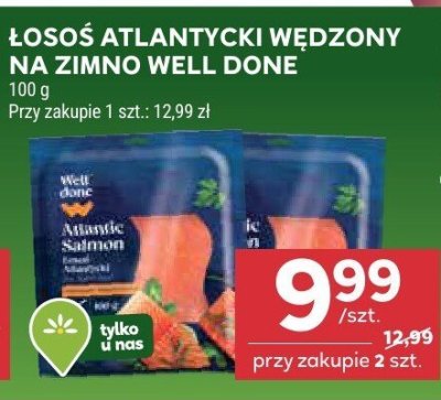 Łosoś atlantycki wędzony na zimno Well Done promocja w Stokrotka