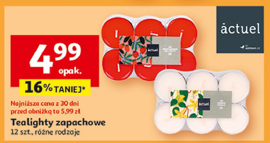 Tealighty zapachowe Actuel promocja w Auchan