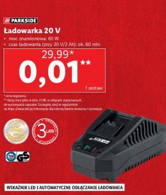 Ładowarka 20v Parkside promocja