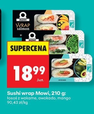 Sushi wrap Mowi, 210 g: łosoś z wakame, avokado, mango promocja w Biedronka