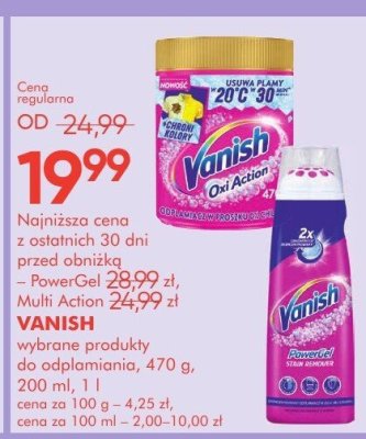 Wybrane produkty do odplamiania VANISH PowerGel, Multi Action promocja w Super-Pharm