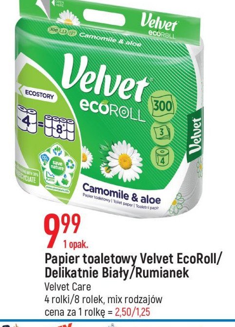 Papier toaletowy rumiankowy ecoroll Velvet promocje