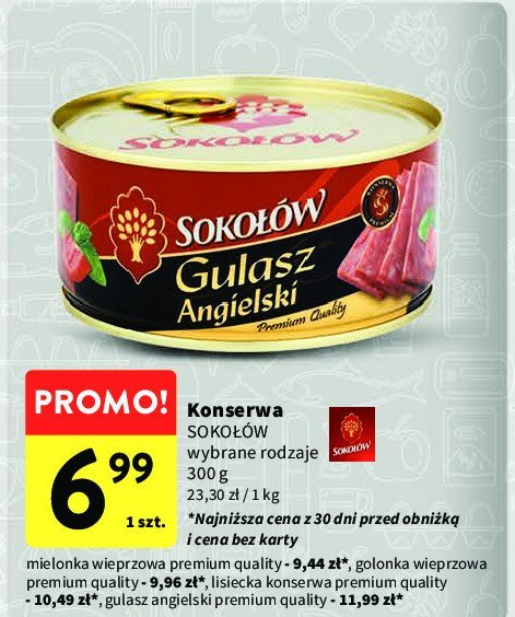Mielonka wieprzowa premium Sokołów promocja