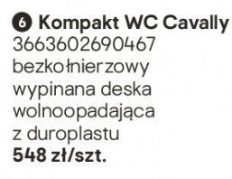 Kompakt WC Cavally bezkołnierzowy promocja w Castorama