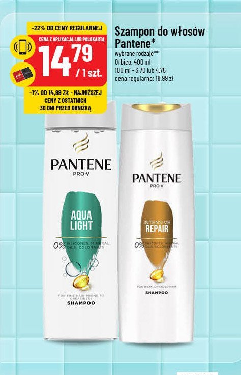 Szampon do włosów cienkich Pantene pro-v aqua light promocja