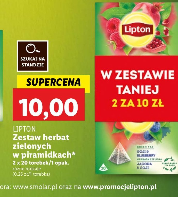 Herbata raspberry & pomegranate Lipton green tea promocja