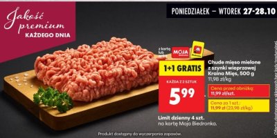 Mi臋so mielone chude z szynki wieprzowej promocja w Biedronka