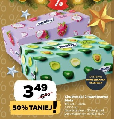 Chusteczki 2-warstwowe Mola (różne rodzaje) promocja w Netto