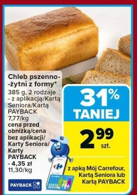 Chleb pszenno-żytni z formy promocja w Carrefour