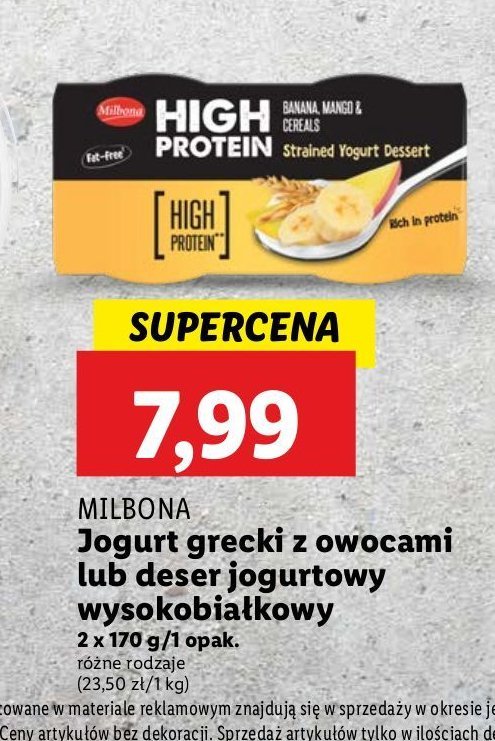 Deser banan & mango Milbona promocja