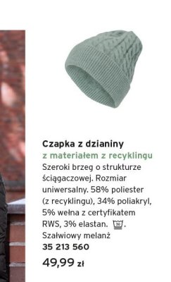 Czapka z dzianiny z materiałem z recyklingu Tchibo promocja