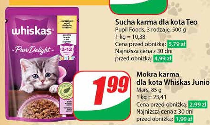 Karma z kurczakiem Whiskas pure delight promocja