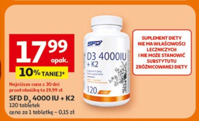 Suplement diety SFD D3 4000IU + K2 120 tabletek promocja w Auchan