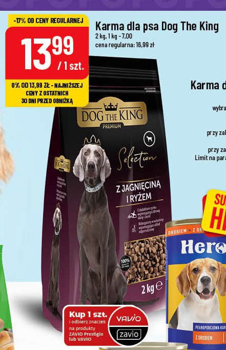 Karma dla psa z jagnięciną i ryżem Dog the king premium promocja