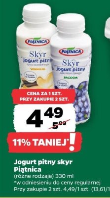 Jogurt pitny skyr Piątnica promocja w Netto