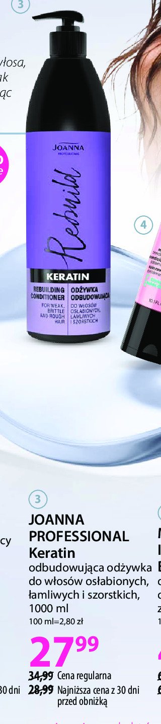 Odżywka do włosów odbudowująca Joanna professional keratin promocja w Hebe