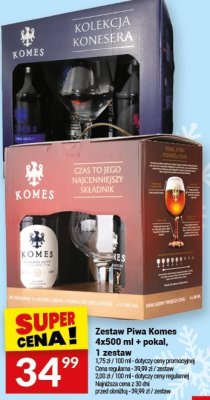 Zestaw Piwa Komes 4x500 ml + pokal, 1 zestaw promocja w Twój Market