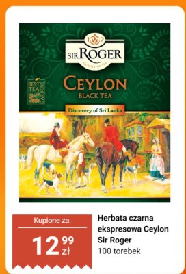 Herbata czarna ekspresowa Ceylon Sir Roger promocja w Dino