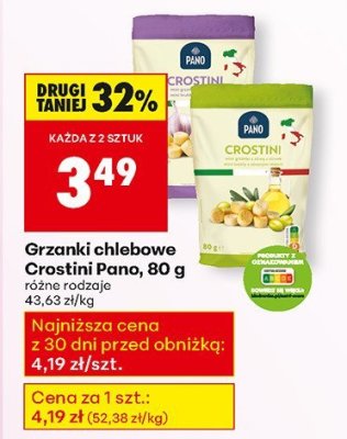 Grzanki chlebowe Crostini Pano, 80 g różne rodzaje promocja w Biedronka