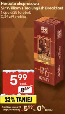 Herbata ekspresowa Sir William's Tea English Breakfast promocja w Delikatesy Centrum