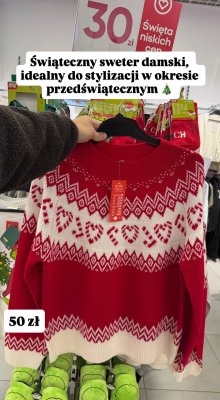 Świąteczny sweter damski promocja w Pepco
