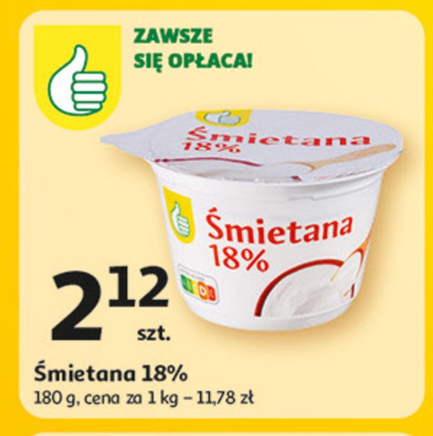 Śmietana 18% Podniesiony kciuk promocja w Auchan