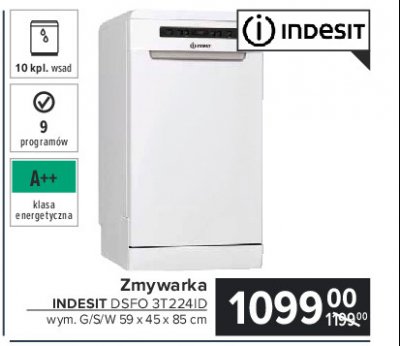 Zmywarka wolnostoj膮ca dsfo3t224cs Indesit promocja