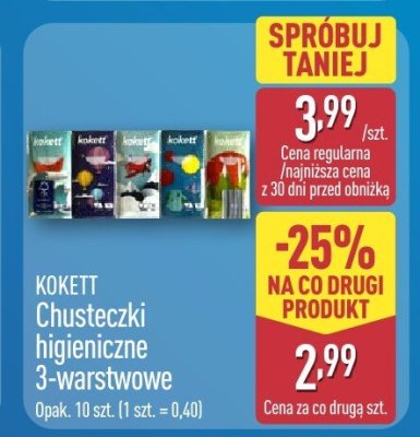 Chusteczki higieniczne Kokett 3-warstwowe promocja w Aldi