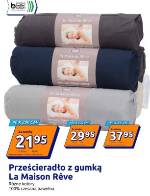 Prześcieradło z gumką La Maison Rêve 180 x 200 cm, różne kolory, 100% czesana bawełna promocja w Action