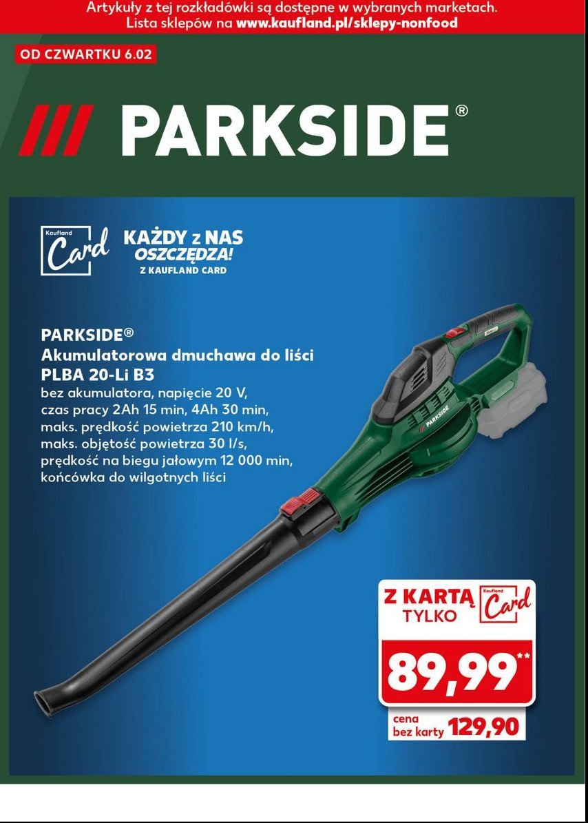 Dmuchawa do liści 20 v Parkside promocja w Kaufland