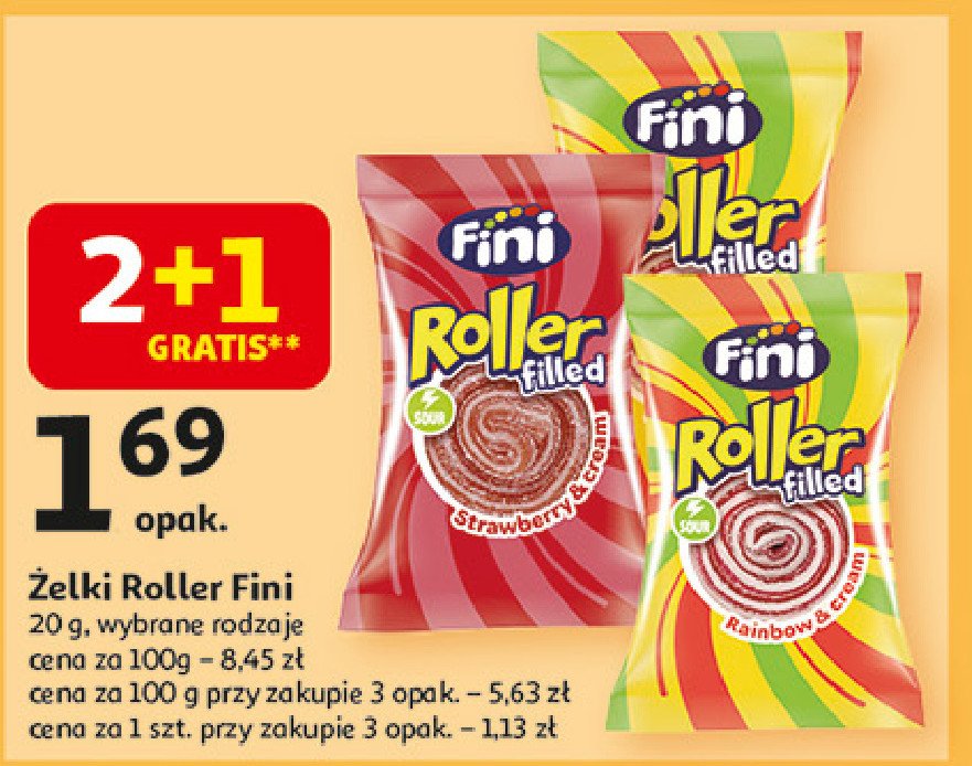 Pasek żelowy roller truskawka Fini promocja w Auchan
