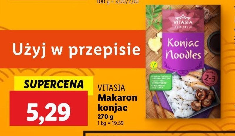 Makaron na bazie mączki z korzenia konjac Vitasia promocja w ABC