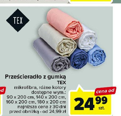 Prze艣cierad艂o mikrofibra z gumk膮 180 x 200 cm Tex promocja