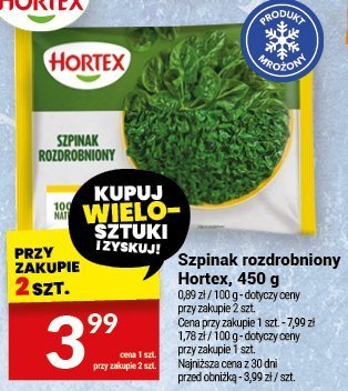 Szpinak rozdrobniony Hortex, 450 g promocja w Twój Market