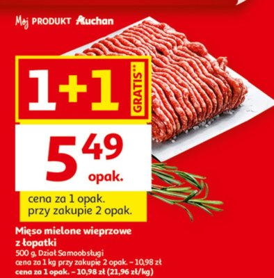 Mięso mielone wieprzowe z łopatki promocja w Auchan