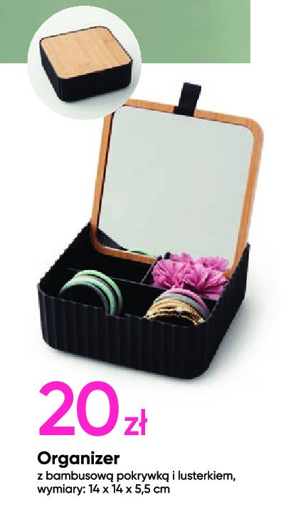 Organizer bambusowy 14 x 14 x 5.5 cm promocja