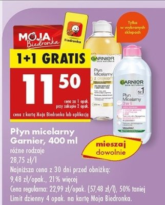Płyn micelarny z olejkiem arganowym Garnier skin naturals promocja