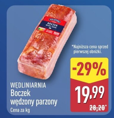 Boczek wędzony parzony promocja w Aldi