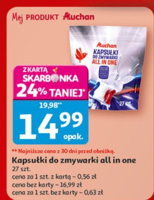 Kapsułki do zmywarki all in one Auchan 27 szt. promocja w Auchan
