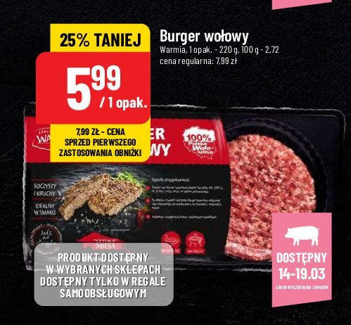 Burgery wołowe Z. M. WARMIA promocja
