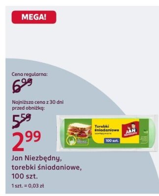 Torebki śniadaniowe Jan Niezbędny promocja w Rossmann