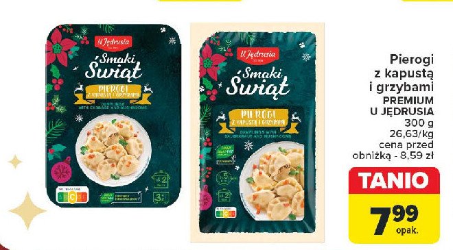 Pierogi z kapustą i grzybami premium U jędrusia promocja w Carrefour Market