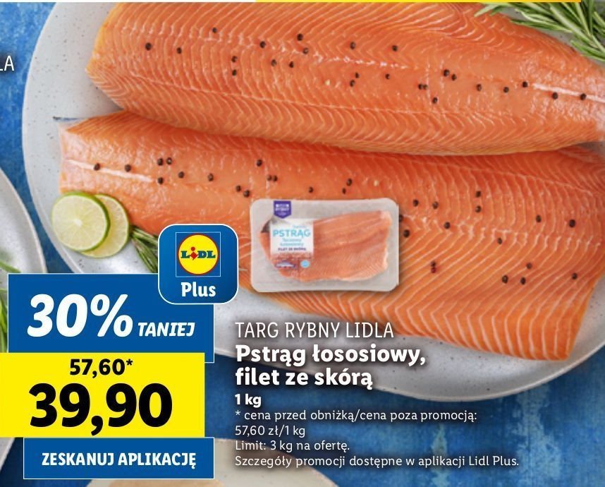 Pstrąg łososiowy filet ze skórą Rybny targ lidla promocja w Lidl