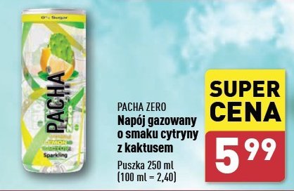 Napój cytryny z kaktusem zero Pacha drink promocja