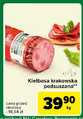 Kiełbasa krakowska podsuszana Jbb bałdyga promocja