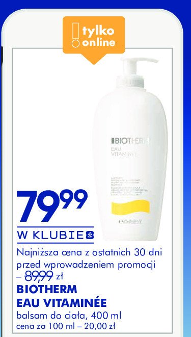 Balsam do ciała odświeżający Biotherm eau vitaminee promocja