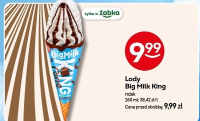 Lody Big Milk King rożek promocja w Żabka