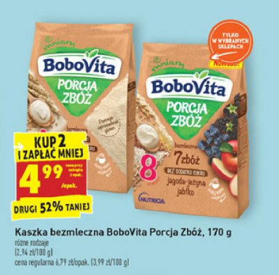 Kaszka bezmleczna jaglano-ryżowa Bobovita porcja zbóż promocja