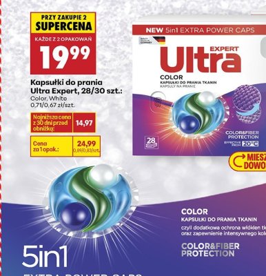 Kapsułki do prania Ultra Expert 28/30 szt. Color promocja w Biedronka