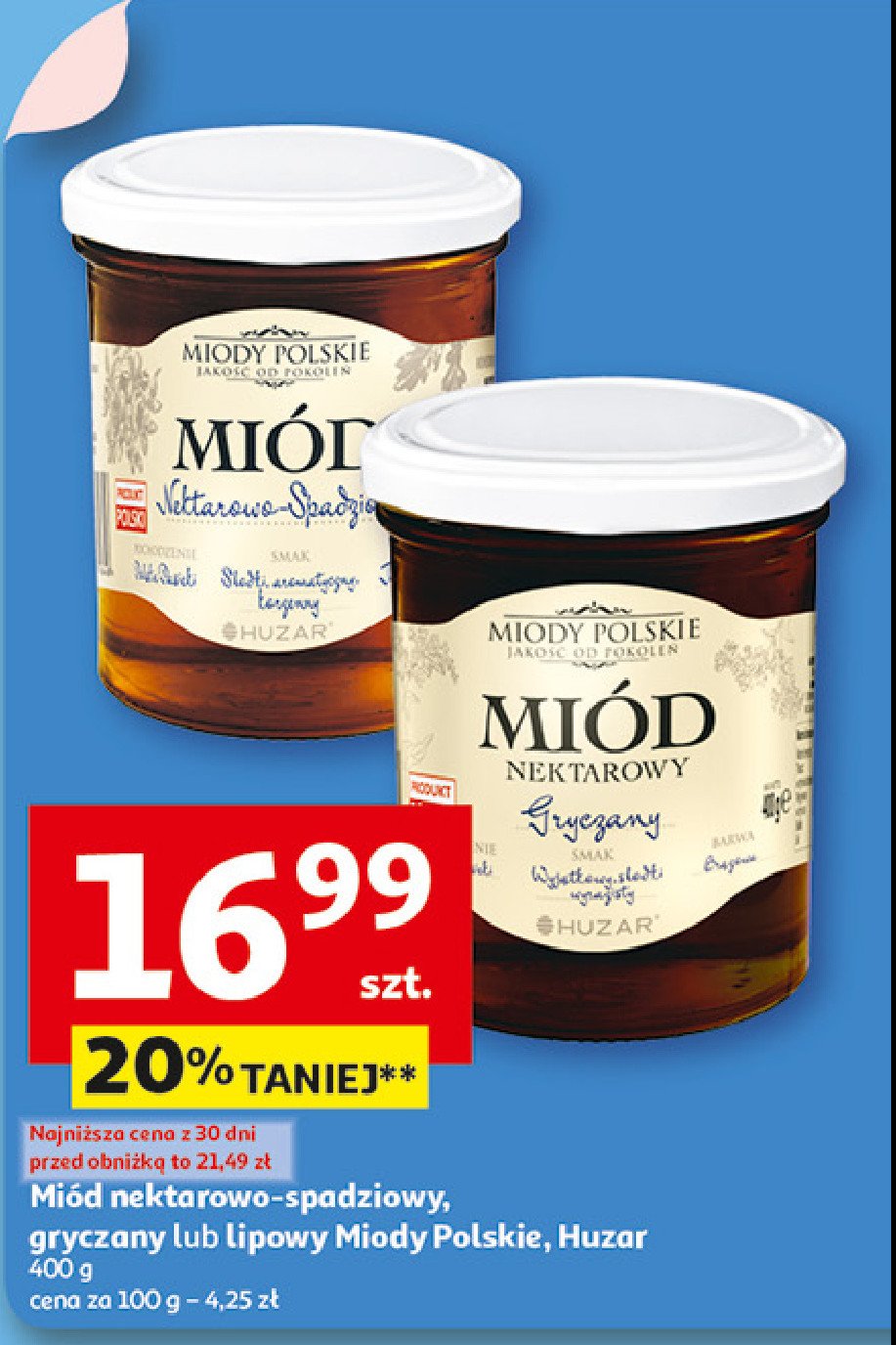 Miód nektarowo-spadziowy Miody polskie promocja w Auchan